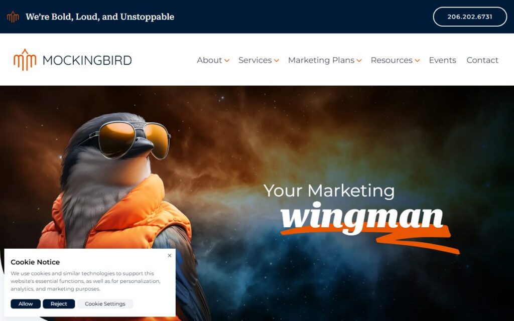 The Mockingbird Marketing homepage