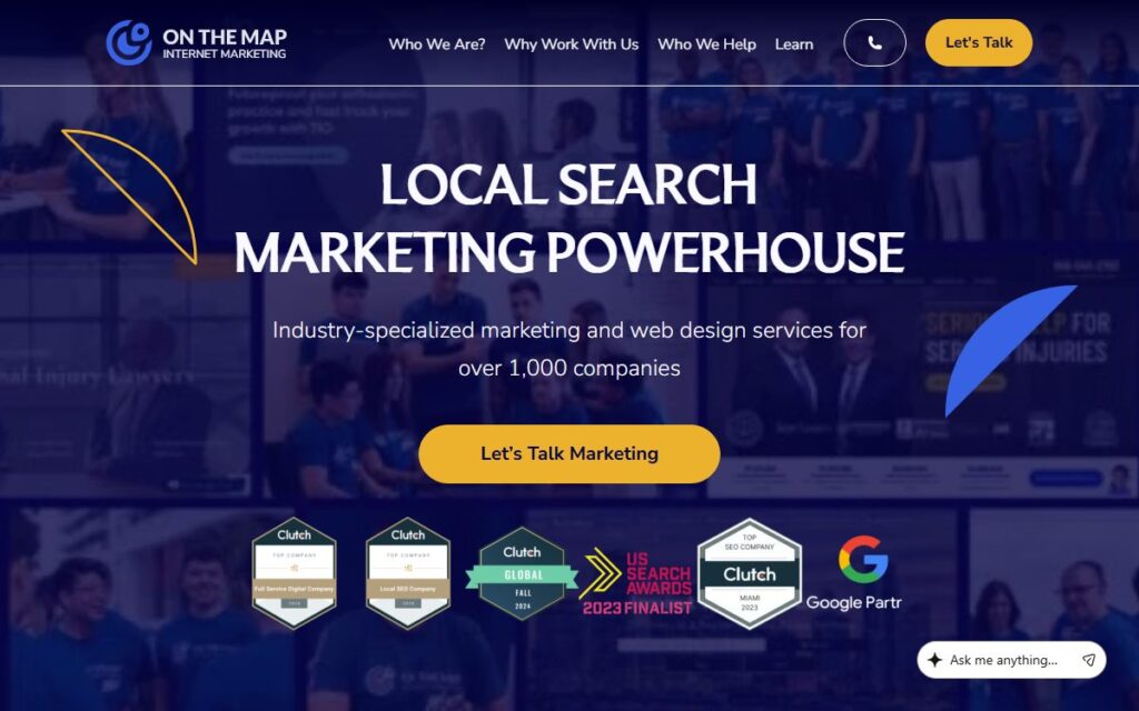The On The Map Marketing homepage