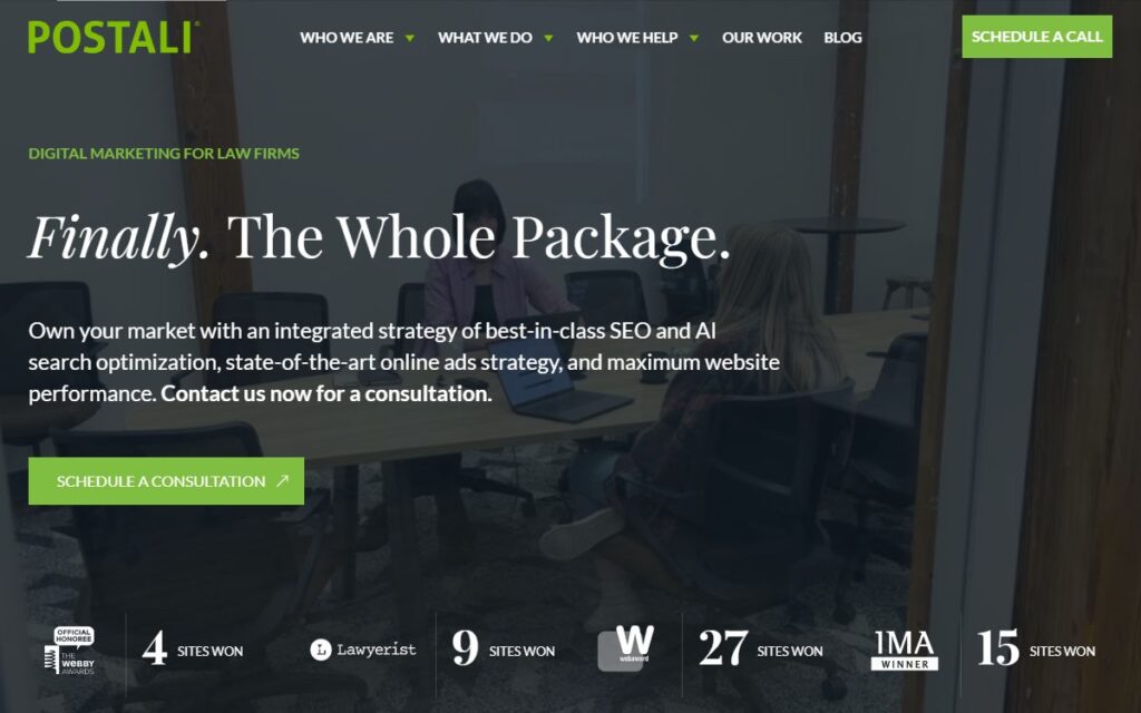 The Postali homepage