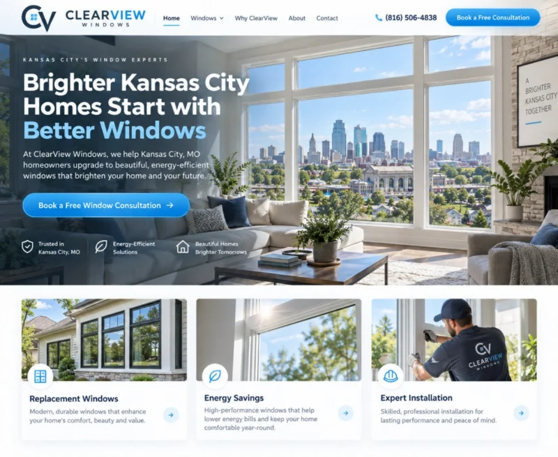 ClearView Windows website built by DevignSol